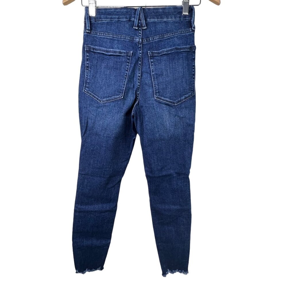 Good American Skinny Jeans Size 4/27 Good Legs Raw Hem Denim Blue Organic Cotton - Picture 3 of 12